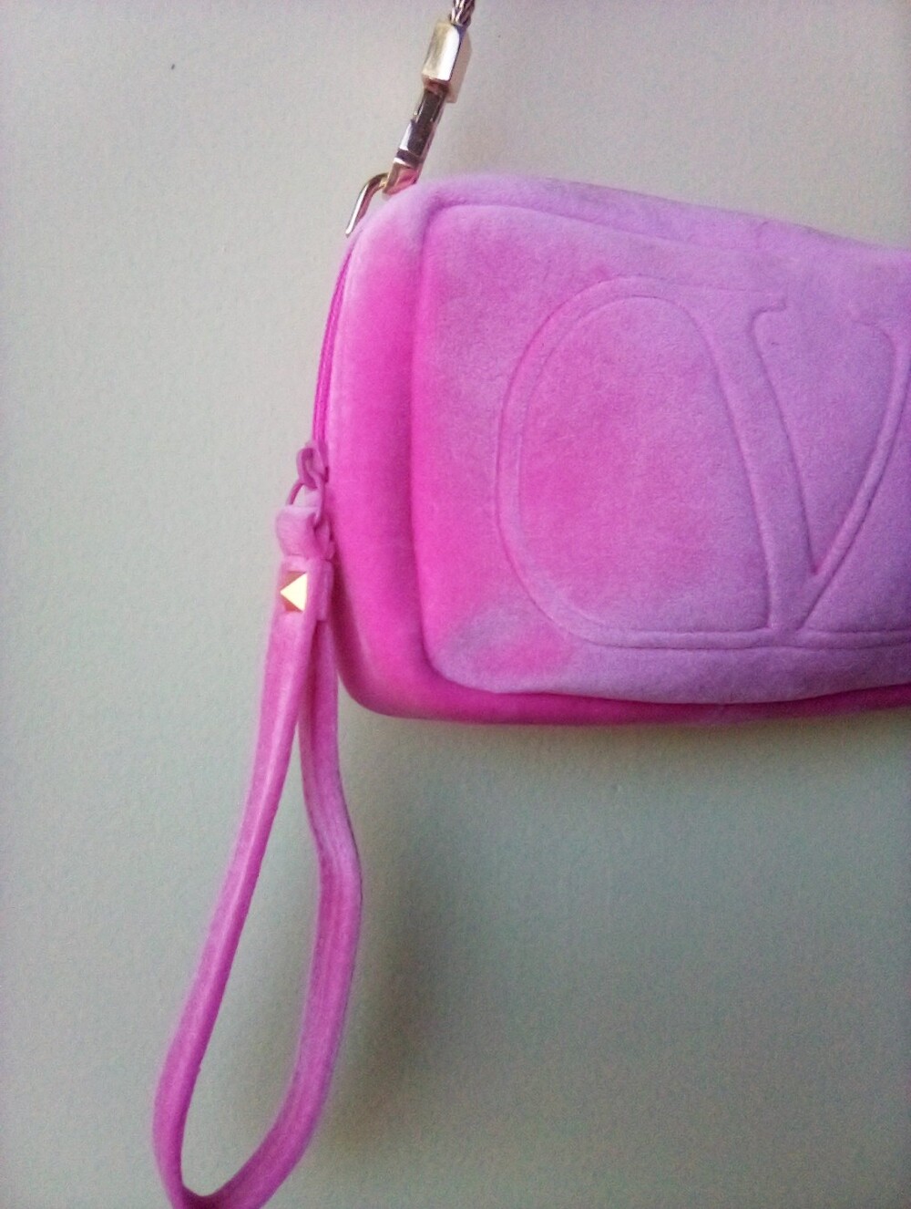 Valentino Pink Suede Monogram Shoulder Bag - Picture 5 of 11